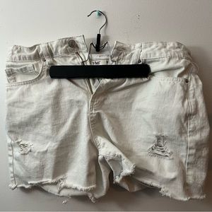 White Distressed Denim Shorts